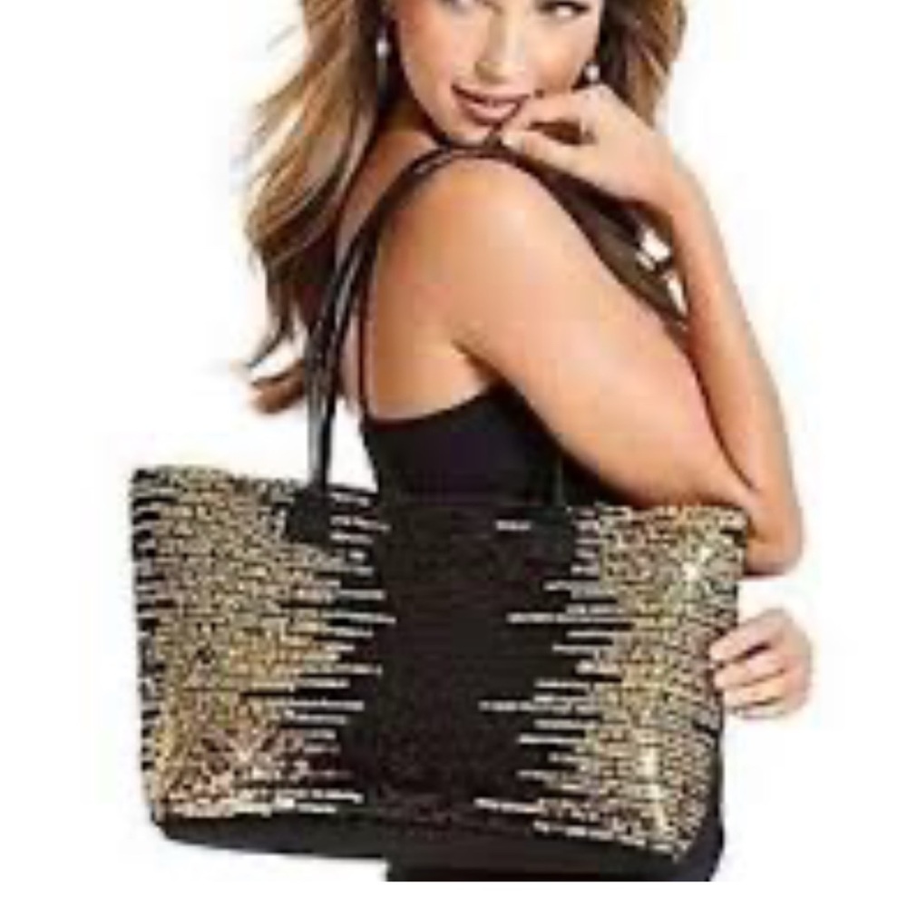 Venus | Black and Gold Sequin Small Tote Bag! NWOT!